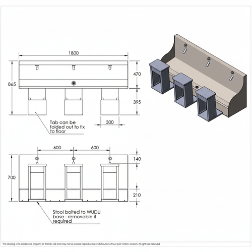 WuduWash Anti Ligature Triple Unit wuduwash-anti-ligature-triple-unit